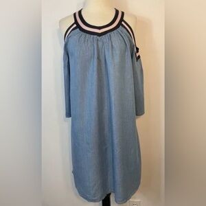 Crown & Ivy Blue Chambray Denim Cold Shoulder Dress XL